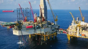 general view of an offshore oil and gas platform