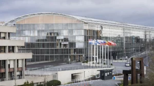 EIB headquarters on an overcast day