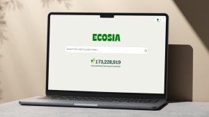 Ecosia search engine on laptop