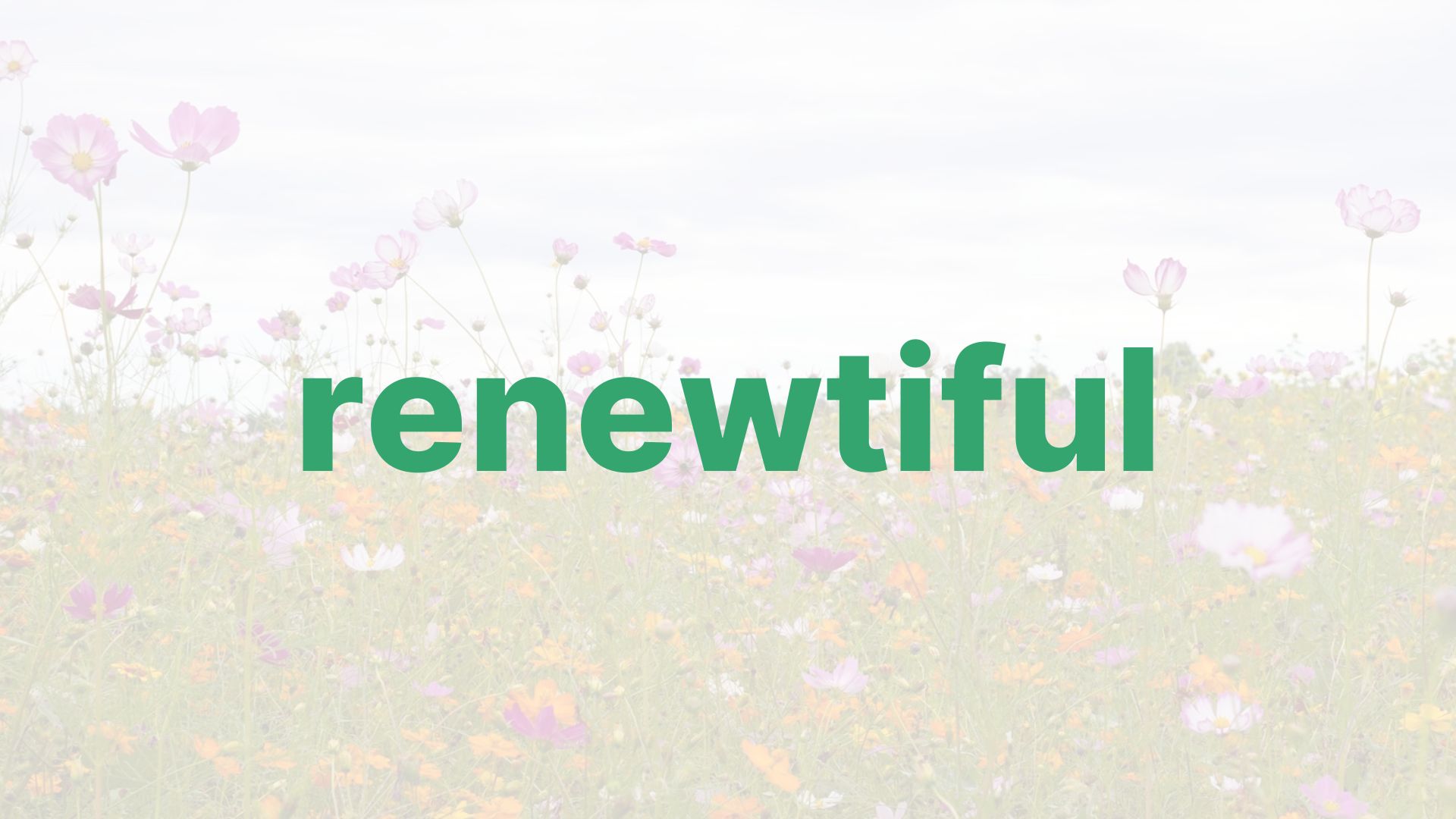 renewtiful logo on wildflower background